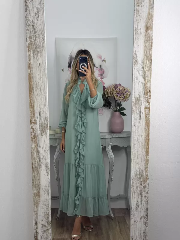 Vestido Casandra largo verdeagua