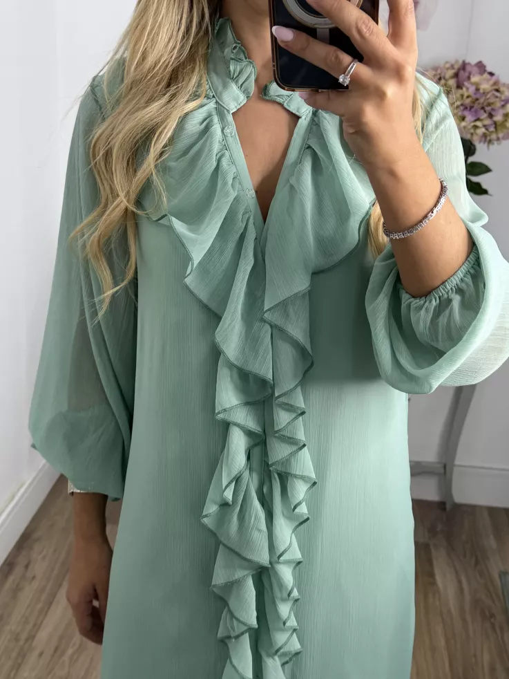 Vestido Casandra largo verdeagua