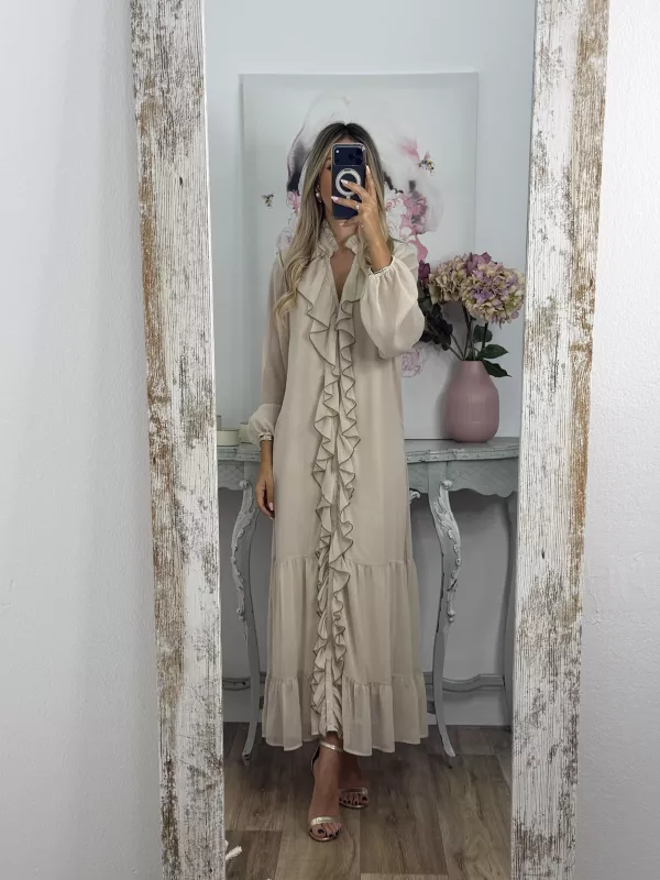 Vestido Casandra largo beige