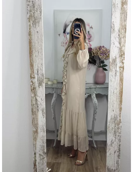 Vestido Casandra largo beige