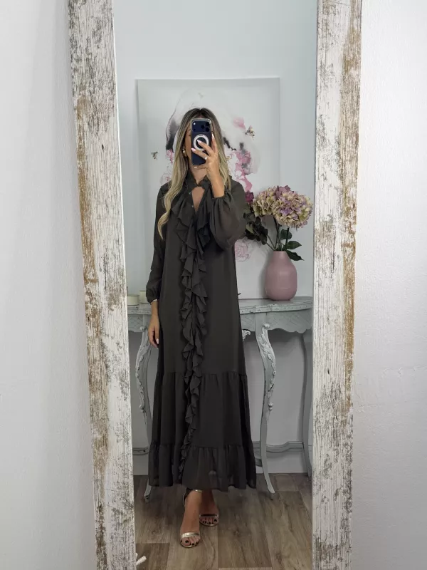 Vestido Casandra largo verde kaki