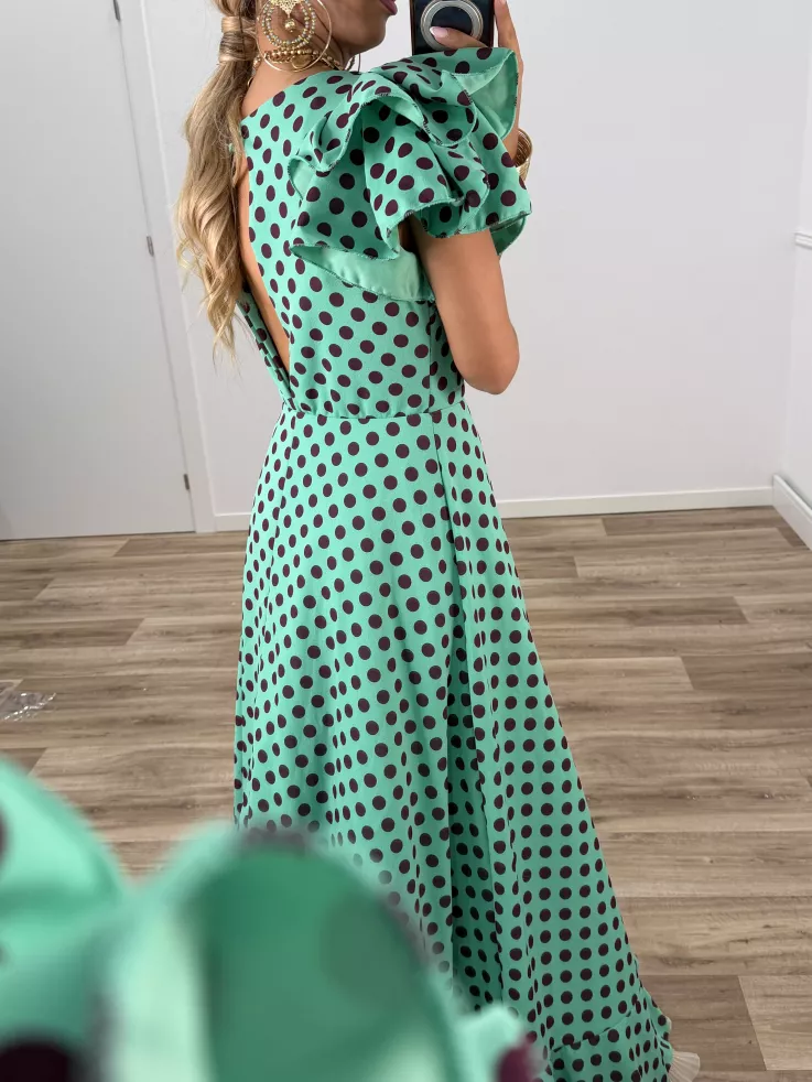 Bata Jaén lunares verde y morado