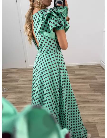 Bata Jaén lunares verde y morado
