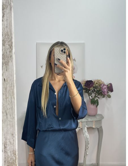 Camisa oversize satinada azul