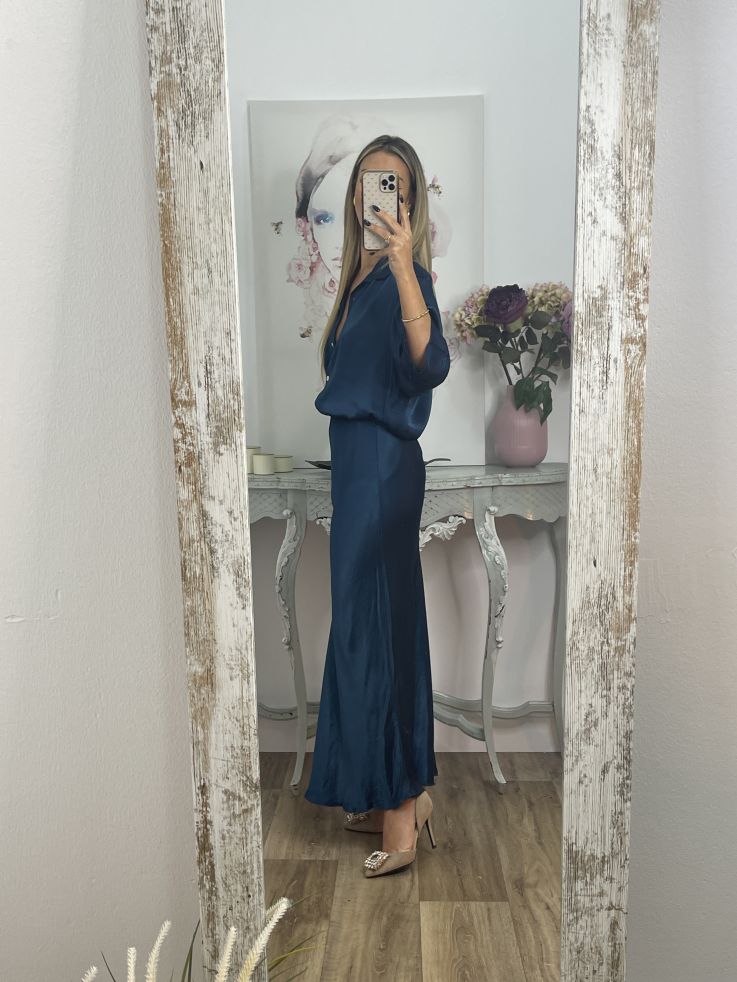 Camisa oversize satinada azul