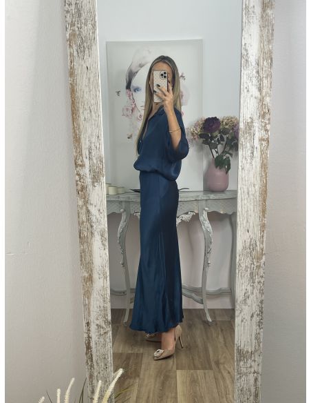 Camisa oversize satinada azul