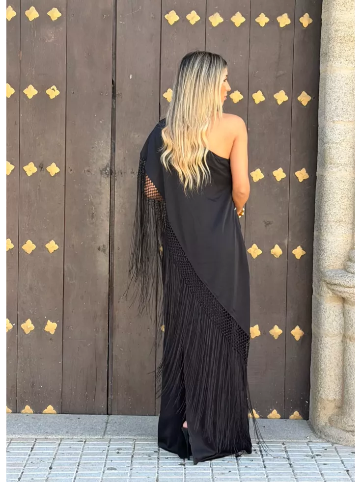 Vestido Mantón bordado negro