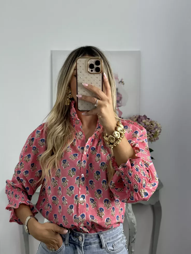 Camisa Rosalia rosa y azul