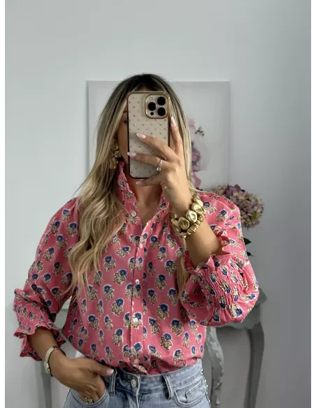 Camisa Rosalia rosa y azul