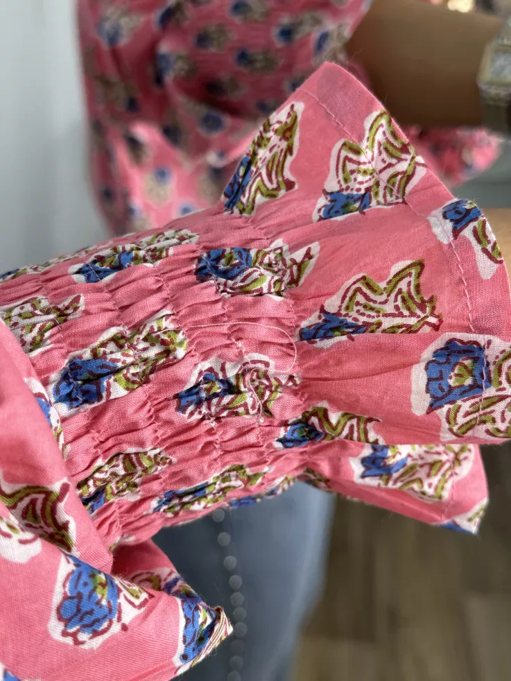 Camisa Rosalia rosa y azul