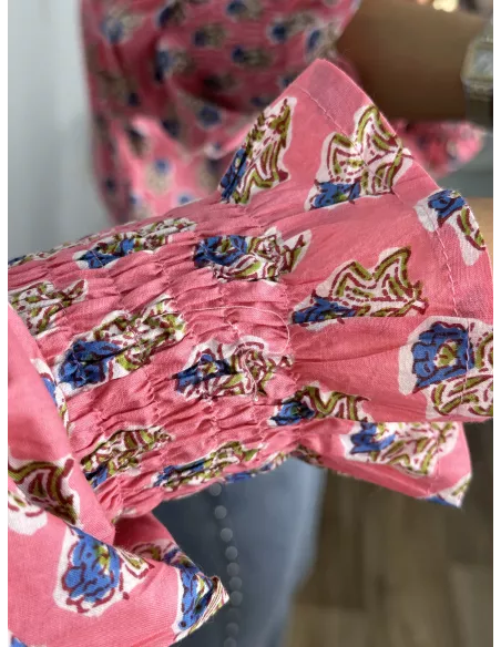 Camisa Rosalia rosa y azul