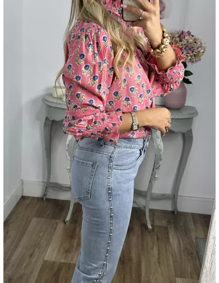 Camisa Rosalia rosa y azul