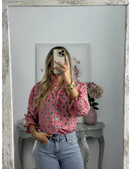 Camisa Rosalia rosa y azul