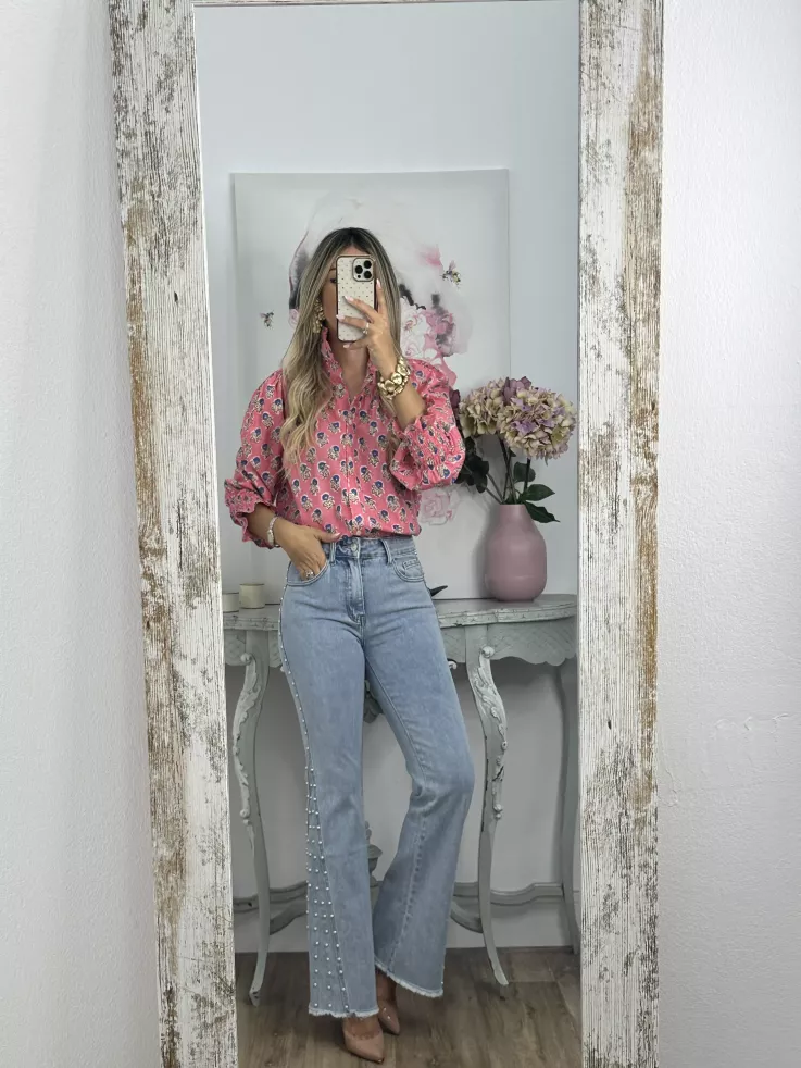 Camisa Rosalia rosa y azul