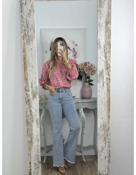 Camisa Rosalia rosa y azul