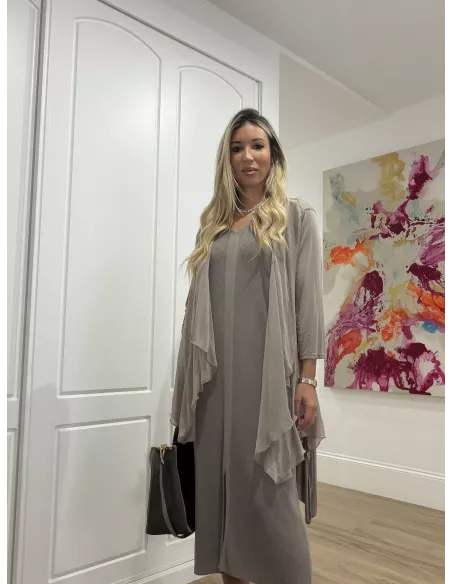 Cárdigan seda taupe