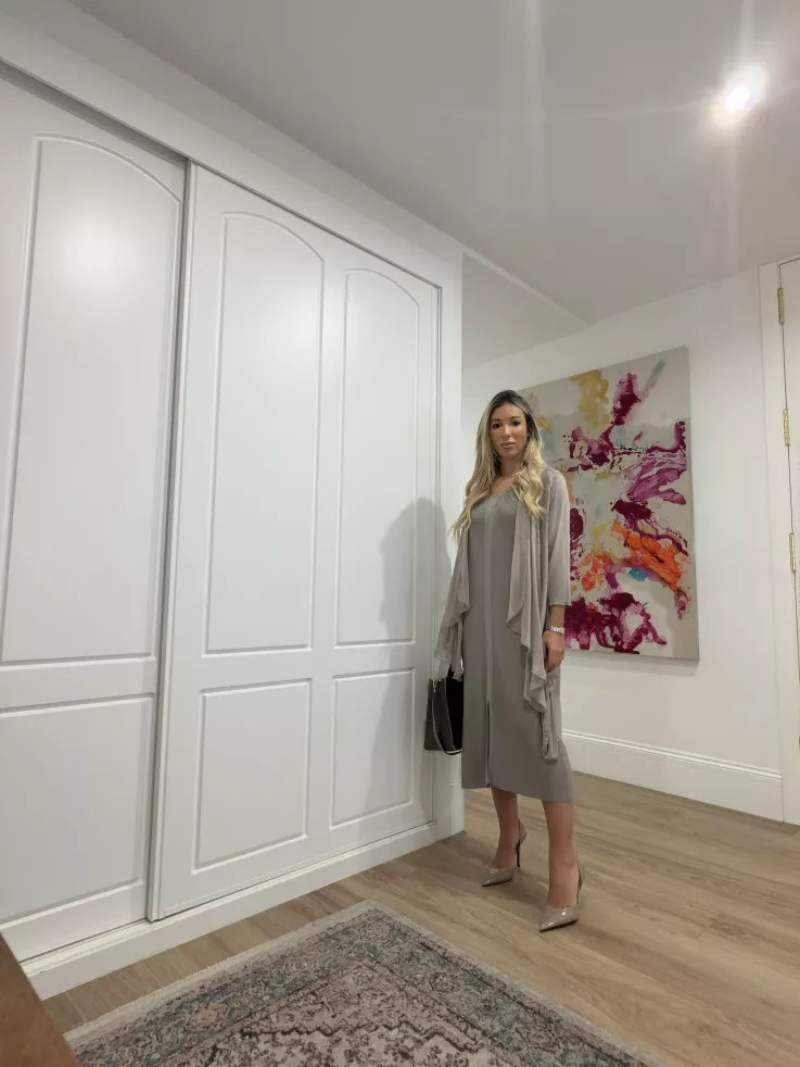 Cárdigan seda taupe