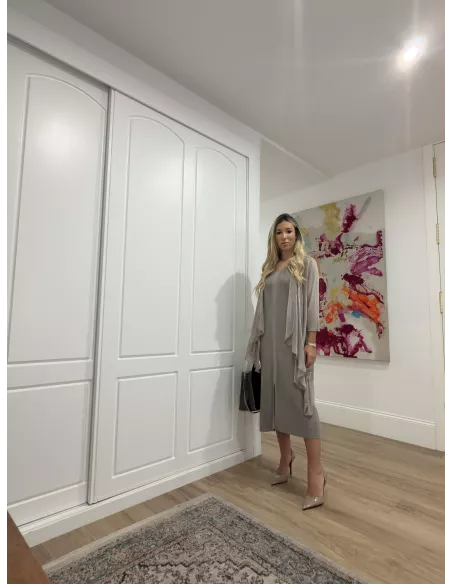 Cárdigan seda taupe