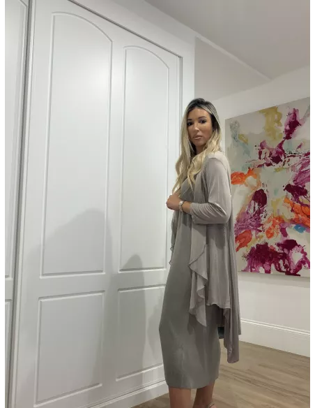 Cárdigan seda taupe