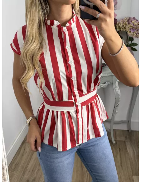 Blusa Ordinari roja y blanca