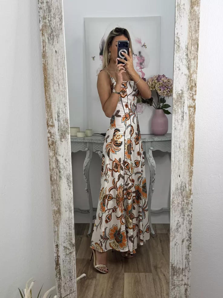 Vestido Gabriela flores naranja