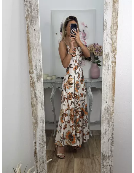 Vestido Gabriela flores naranja