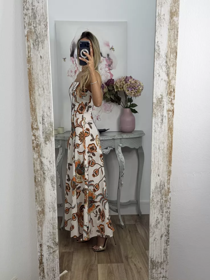 Vestido Gabriela flores naranja