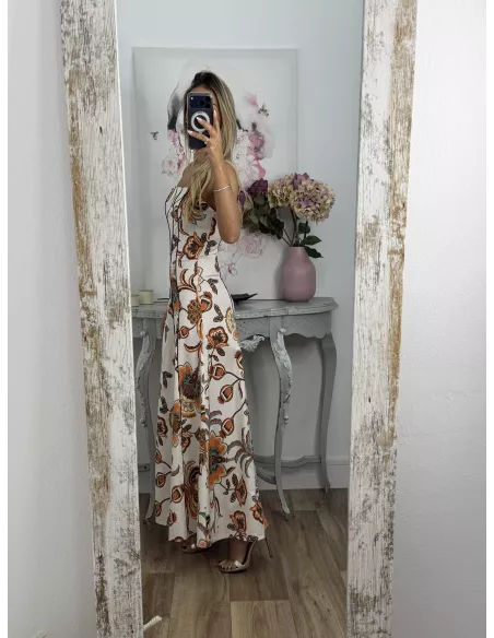 Vestido Gabriela flores naranja