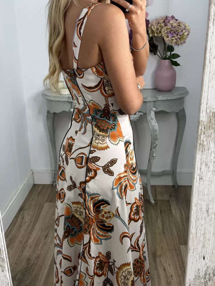 Vestido Gabriela flores naranja