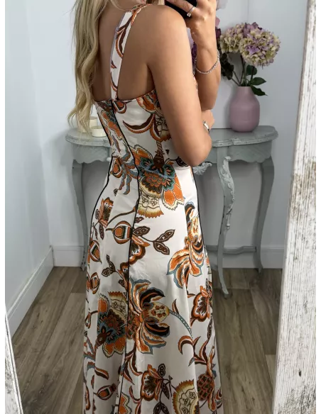 Vestido Gabriela flores naranja