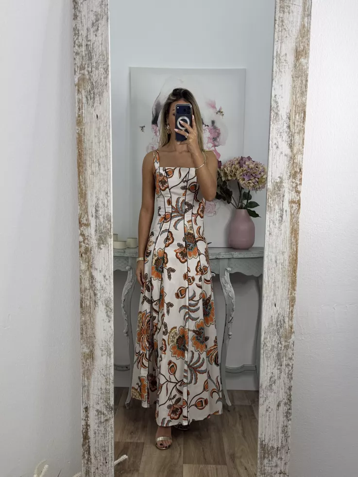 Vestido Gabriela flores naranja
