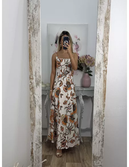 Vestido Gabriela flores naranja