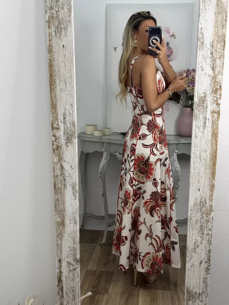 Vestido Gabriela flores rojas
