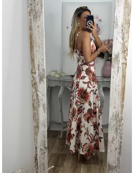 Vestido Gabriela flores rojas