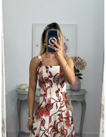 Vestido Gabriela flores rojas