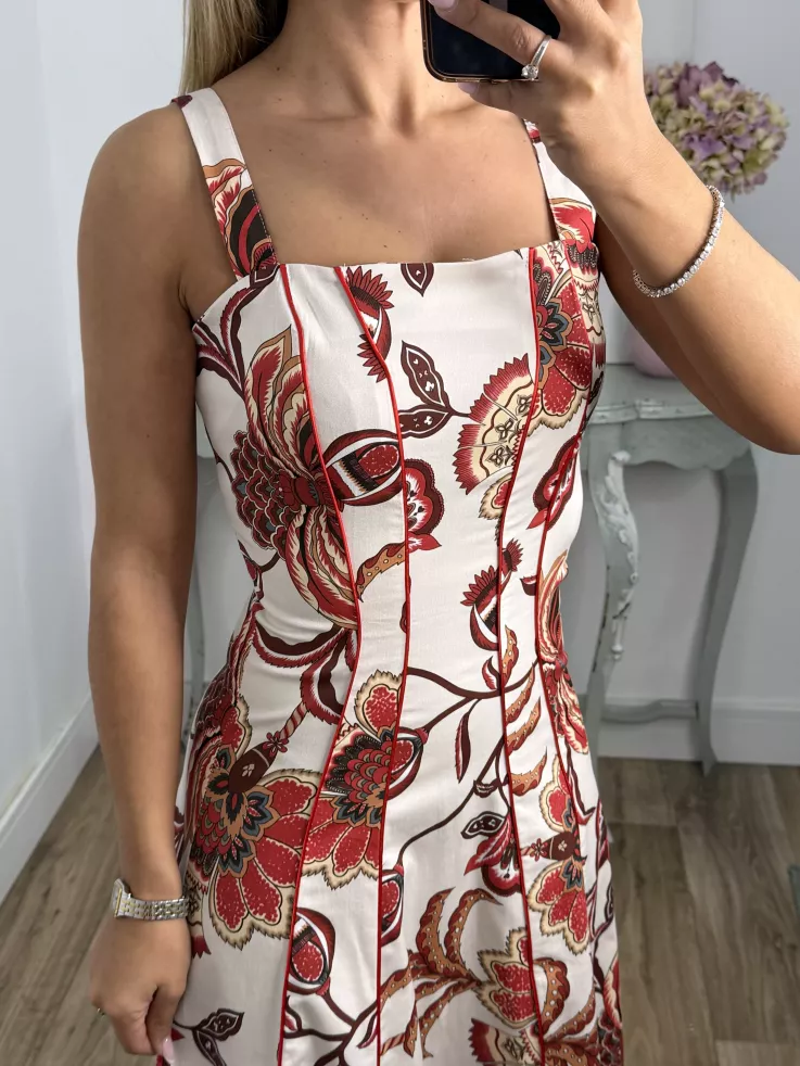 Vestido Gabriela flores rojas