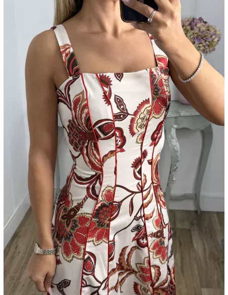 Vestido Gabriela flores rojas