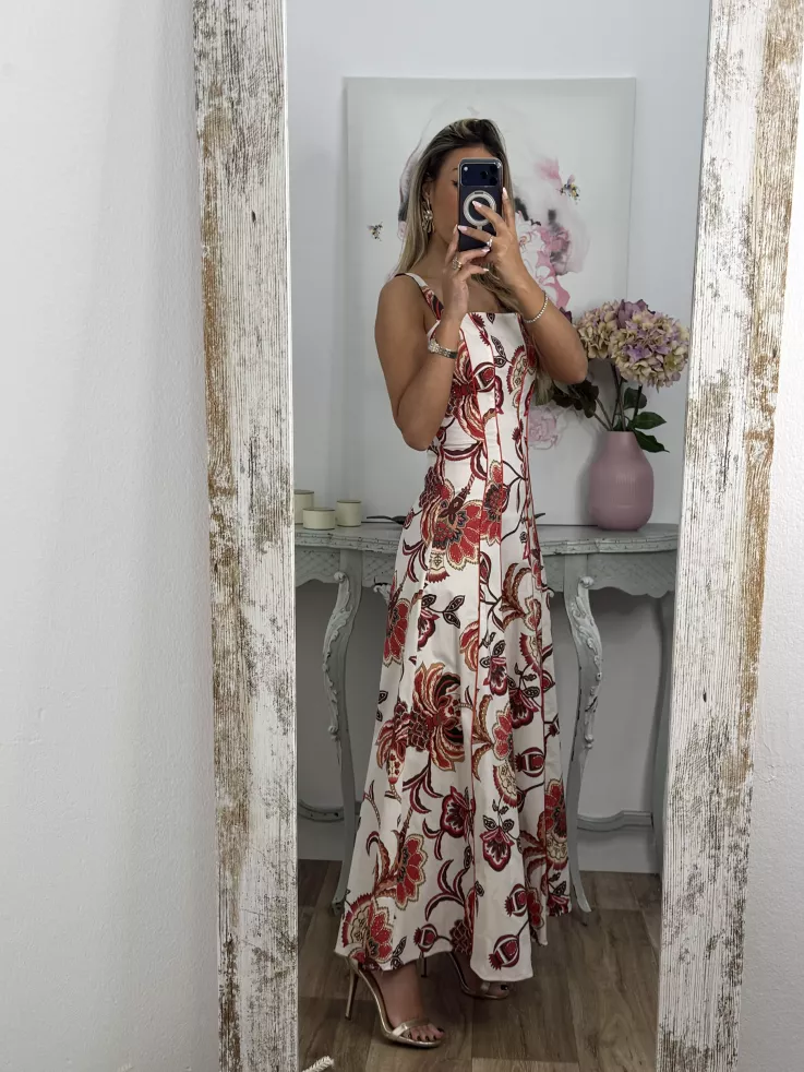 Vestido Gabriela flores rojas