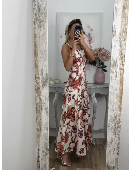 Vestido Gabriela flores rojas