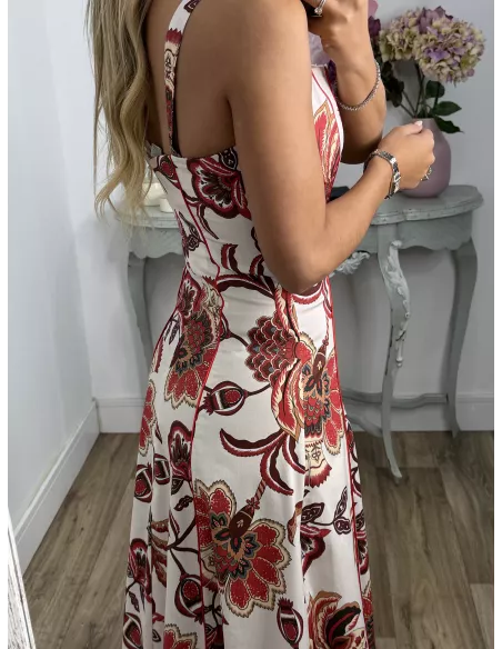 Vestido Gabriela flores rojas