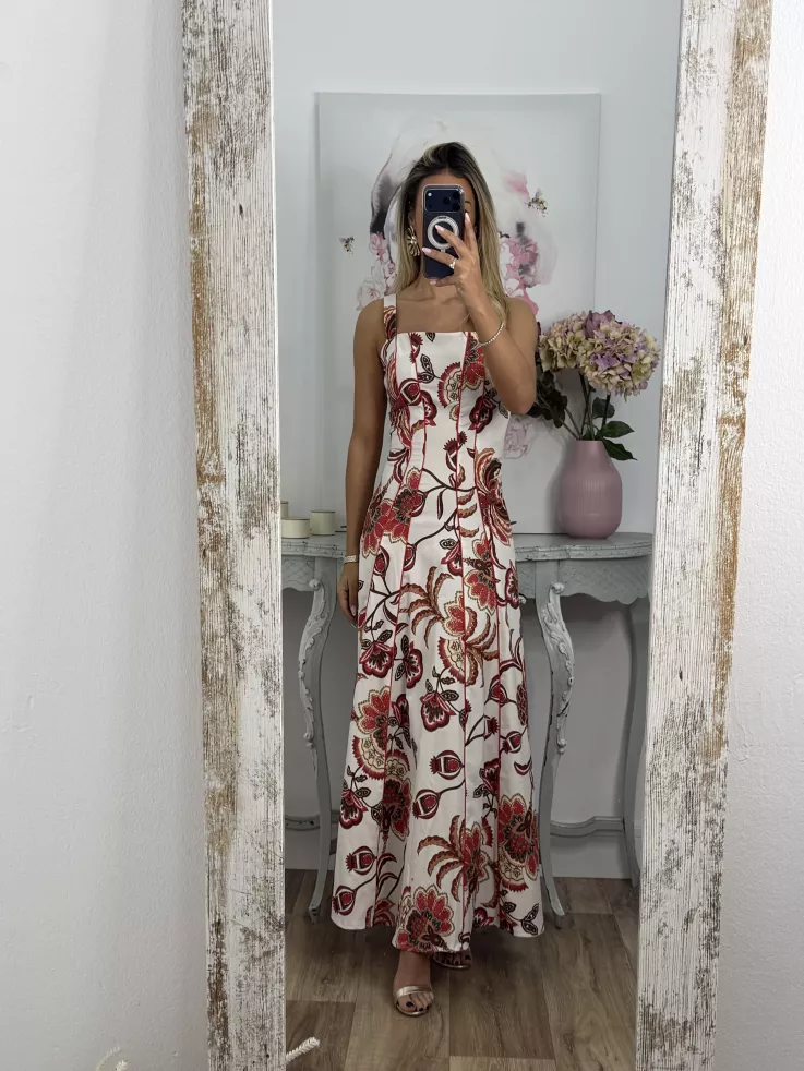 Vestido Gabriela flores rojas