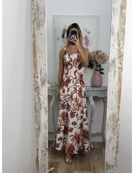 Vestido Gabriela flores rojas