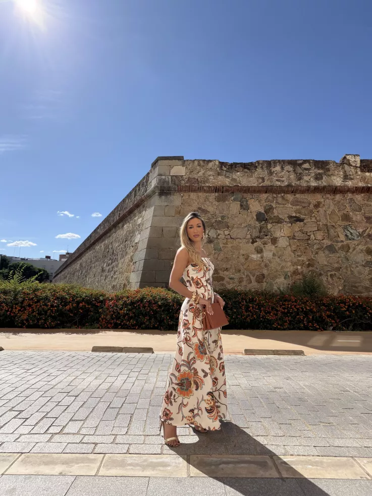 Vestido Gabriela flores naranja