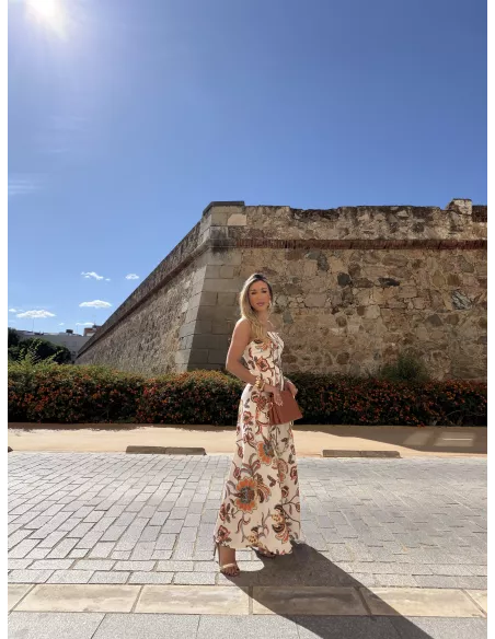Vestido Gabriela flores naranja