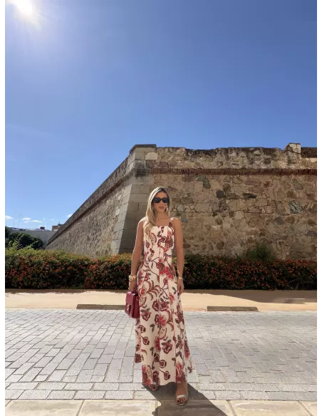 Vestido Gabriela flores rojas