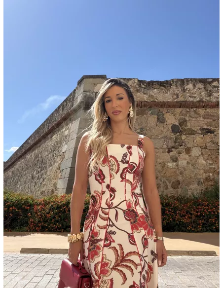 Vestido Gabriela flores rojas