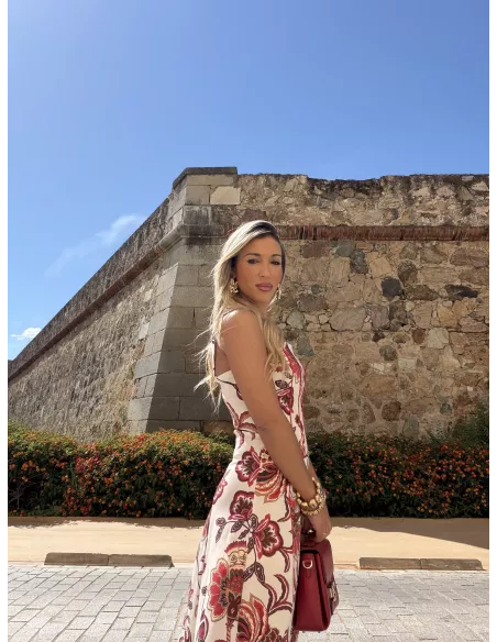Vestido Gabriela flores rojas