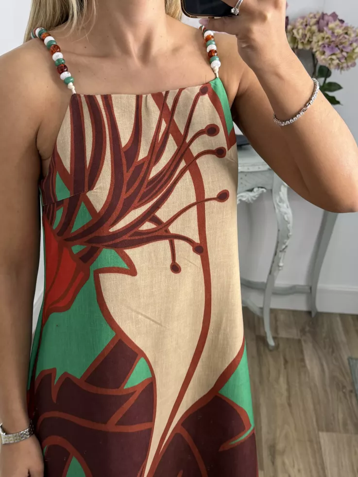 Vestido tiranta cuentas colores