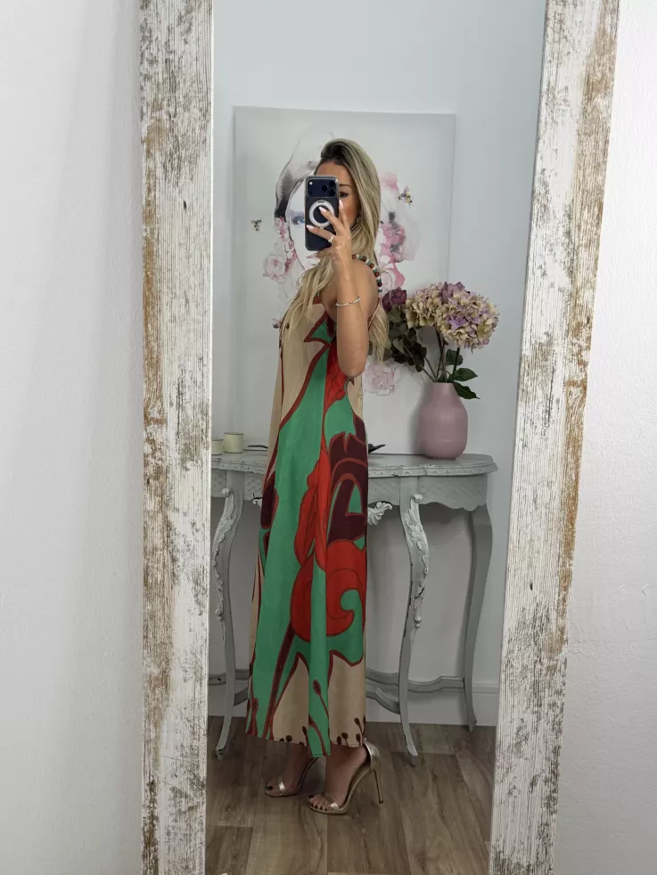 Vestido tiranta cuentas colores