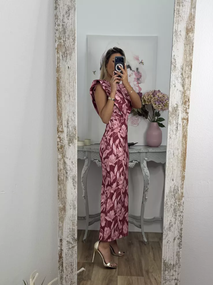 Vestido Alcalá flores grandes buganvilla